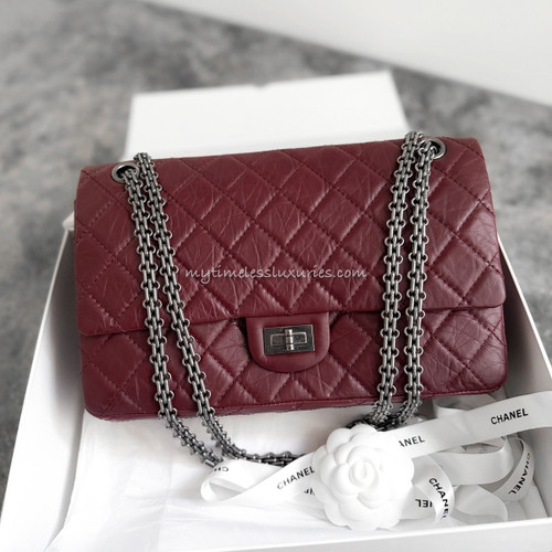 CHANEL Burgundy Aged Calf 2.55 Reissue 226
