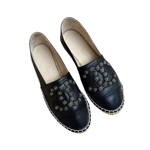 CHANEL Camélia CC Logo Espadrille 36 Black *New