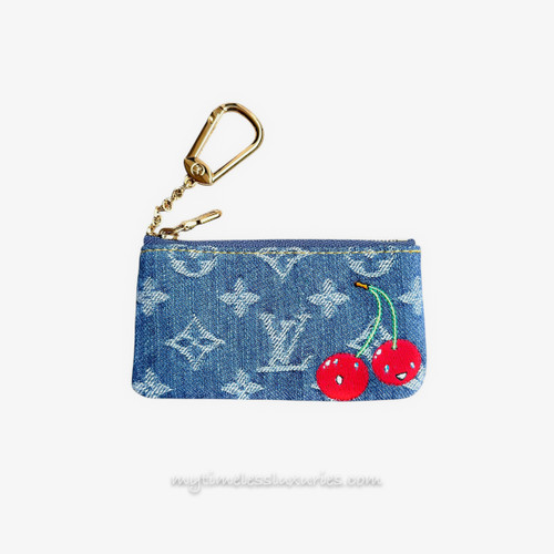 LOUIS VUITTON LV x TM Cerises Denim Pochette Cles Key Pouch
