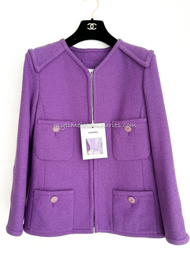 CHANEL 20C Runway Purple Tweed Jacket 36 *New