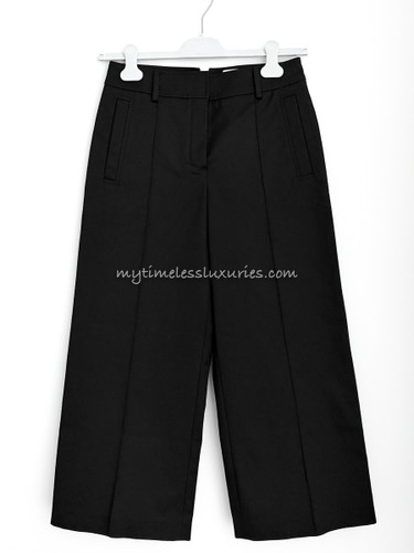 HERMES Stretch Cotton Twill Cropped Pants 38 Noir