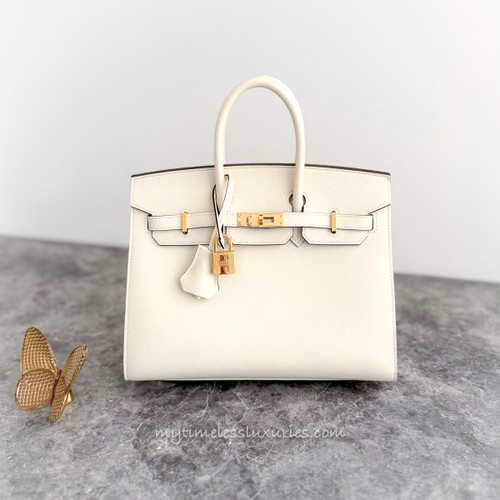 HERMES Birkin 25 Sellier Nata GHW U