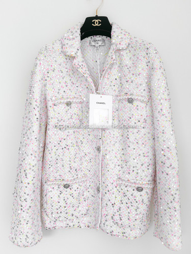 CHANEL 24P Sequin Embellished Knit Jacket *New