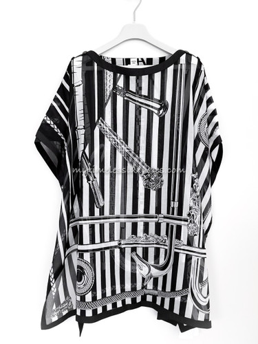 HERMES 'Cannes et Cannes' Beach Tunic Noir *New