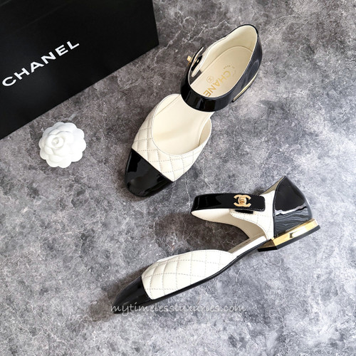 CHANEL CC Turnlock Quilted Mary Jane Flats 39 *New
