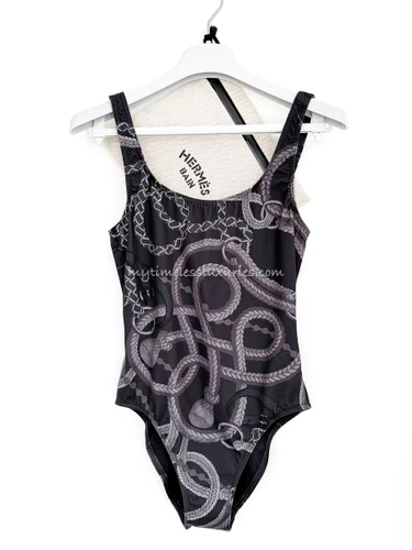 HERMES Francesca Swimsuit Gris Charbon 36 *New
