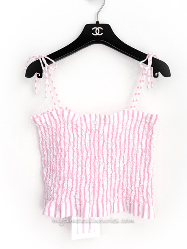 CHANEL 24S Smocked CC Logo Top 34 *New