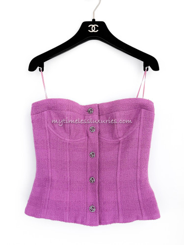 CHANEL 23B Bustier/ Corset Style Tweed Top 36