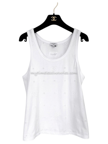 CHANEL 26P CC Logo Embroidered Tank Top M