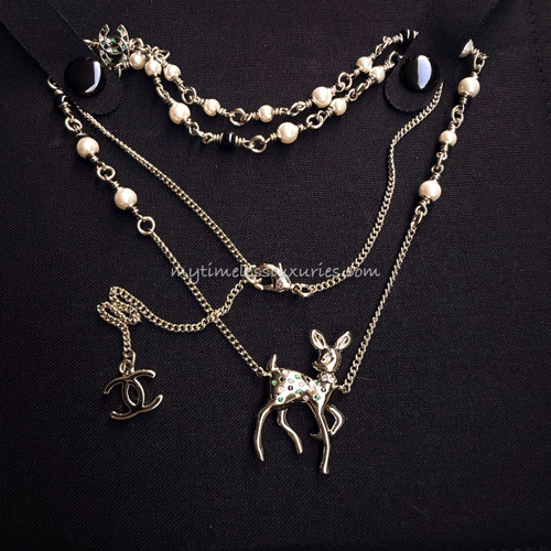 CHANEL VVIP Exclusive 26C Deer Necklace Pearls Crystals *New