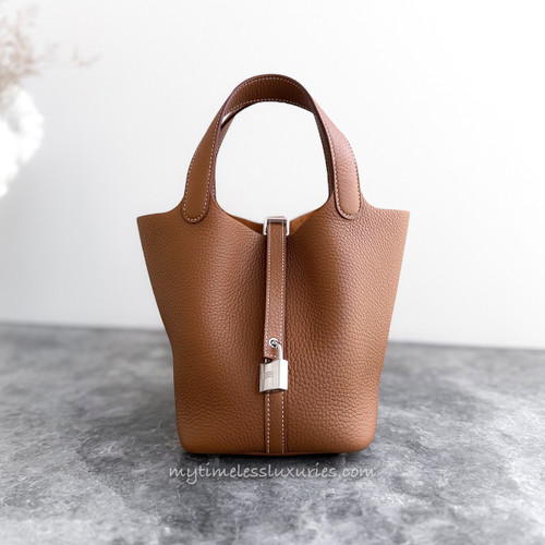 HERMES Picotin 18 Gold Clemence PHW G *New