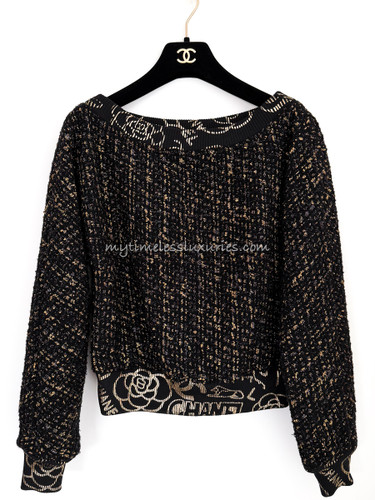 CHANEL 19A Tweed Top Graffiti Trim