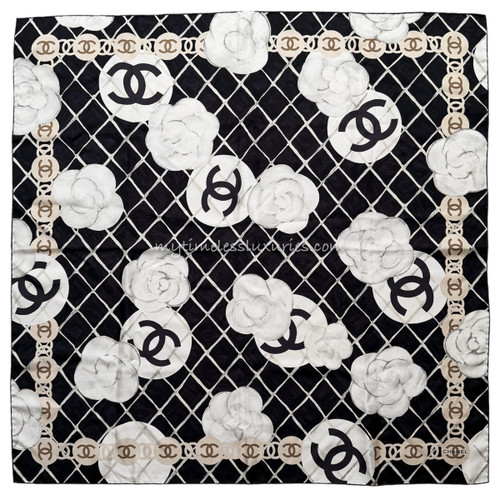 CHANEL CC Camélia Silk Twill Scarf