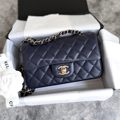 CHANEL Navy Blue Rectangular Mini Flap Bag GHW