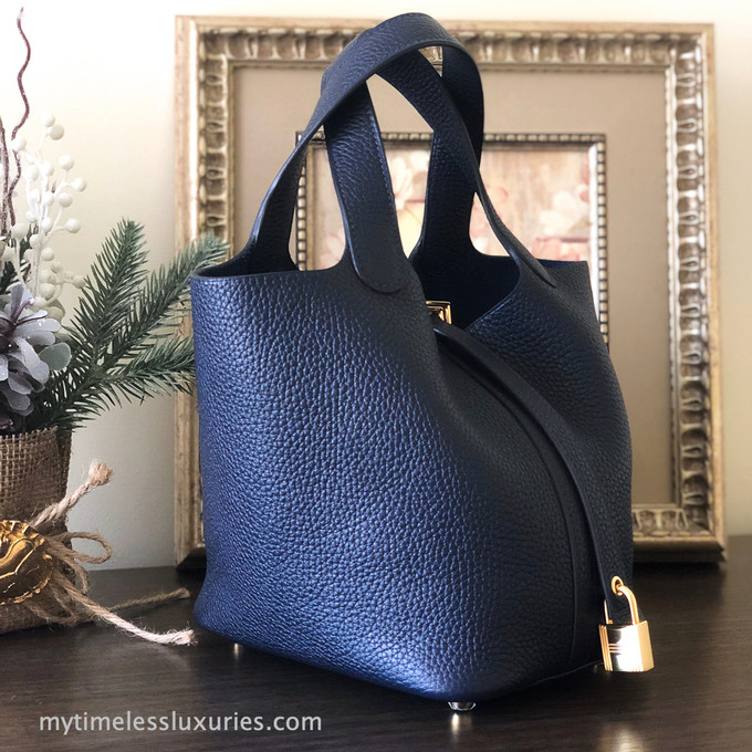 HERMES 2022 Picotin Lock 18 Bleu Nuit Clemence GHW *New - Timeless Luxuries
