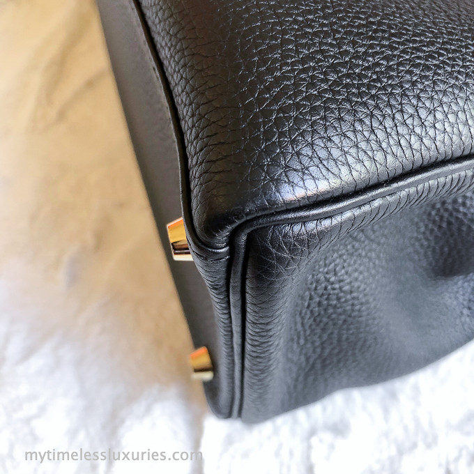 Hermes Kelly 35 Retourne Noir Black Togo Gold Hardware #C