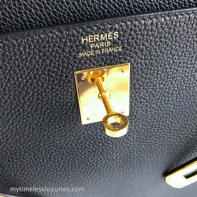 Hermès Kelly 35 Retourne Black Togo Gold Hardware