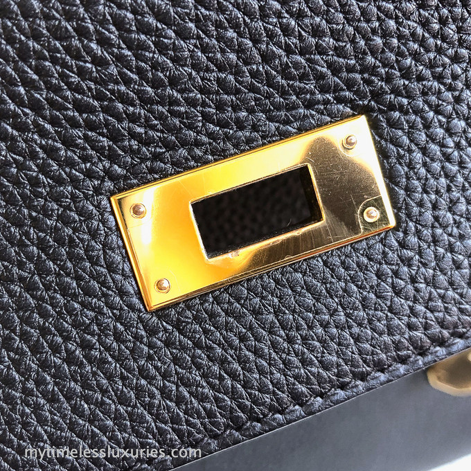 Hermes Kelly 35 Retourne Noir Black Togo Gold Hardware #C