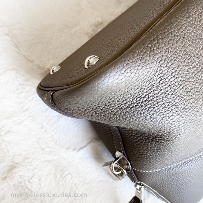 Hermes 31cm Etoupe Clemence Leather Palladium Plated Bolide Bag - Yoogi's  Closet