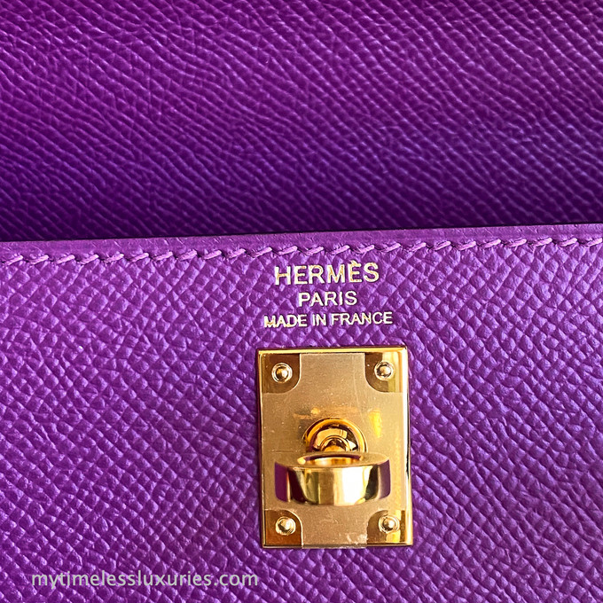 Hermes Kelly 25 Sellier Anemone Epsom Gold Hardware #D