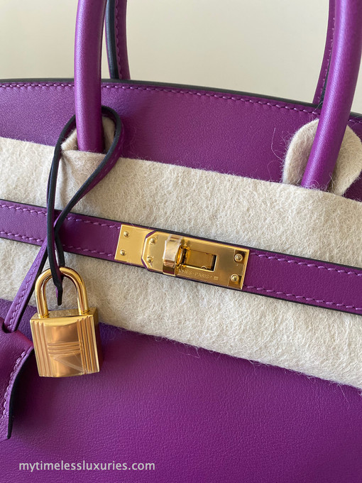 Hermès Birkin 25 In Anemone Swift Leather With Gold Hardware in Purple