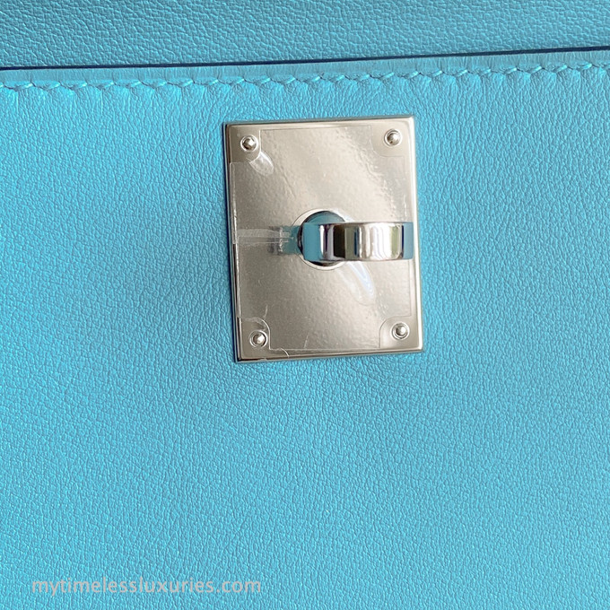 HERMES Kelly Cut Pochette Bleu Saint Cyr Swift PHW - Timeless Luxuries