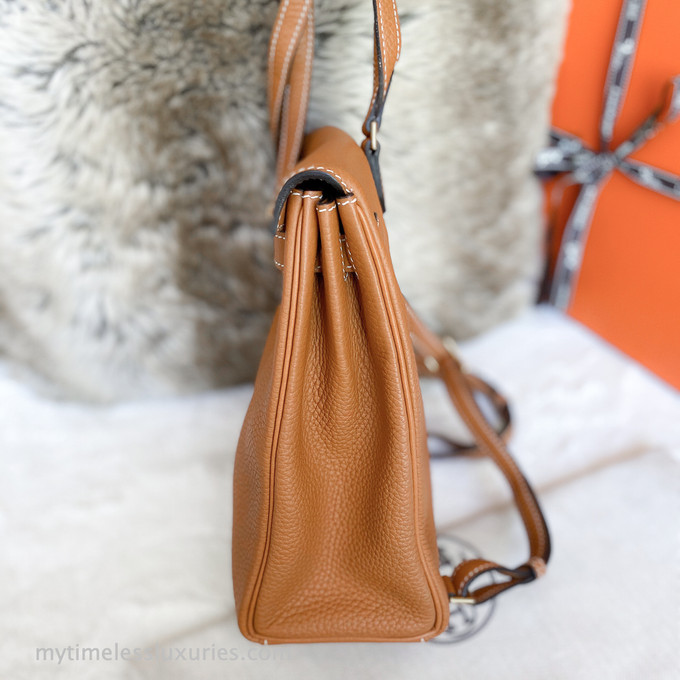 HERMÈS Kelly Ado PM backpack in Toffee Clemence leather with Gold hardware  [Consigned]-Ginza Xiaoma – Authentic Hermès Boutique