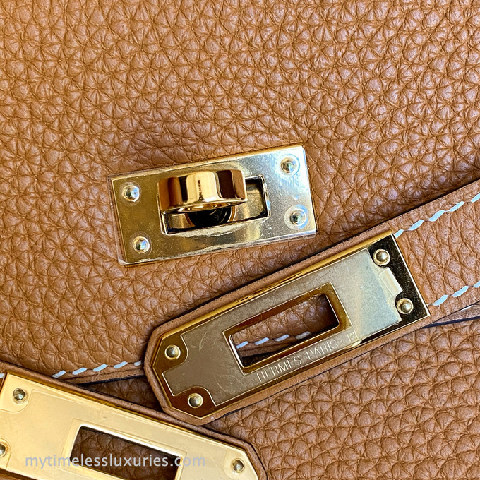 HERMÈS Kelly Ado PM backpack in Toffee Clemence leather with Gold