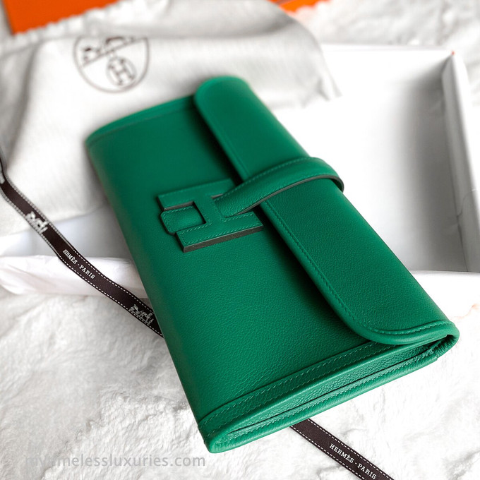 HERMES Jige Elan 29 Clutch Vert Vertigo Evercolour - Timeless Luxuries