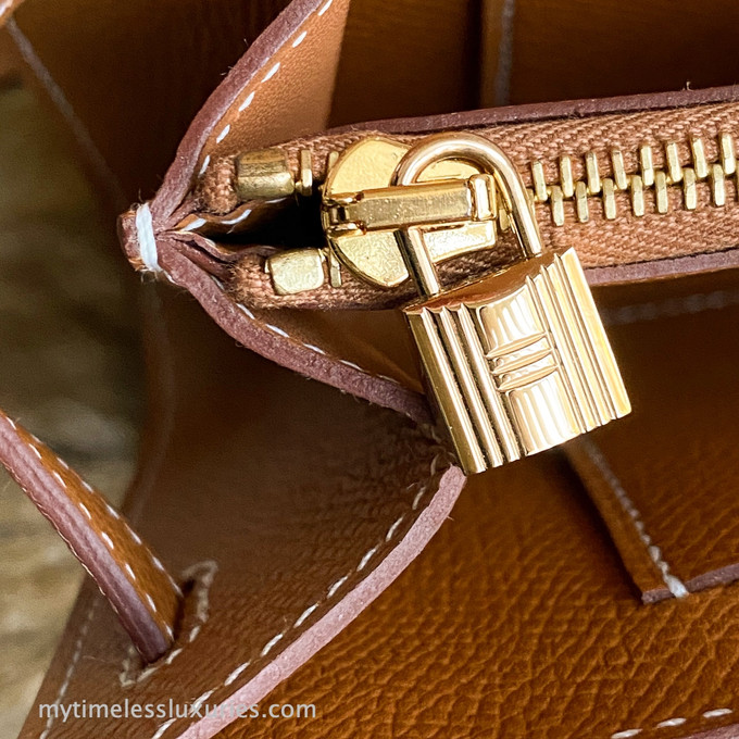 HERMES Gold Epsom GHW Classique Kelly to Go Wallet - Timeless Luxuries