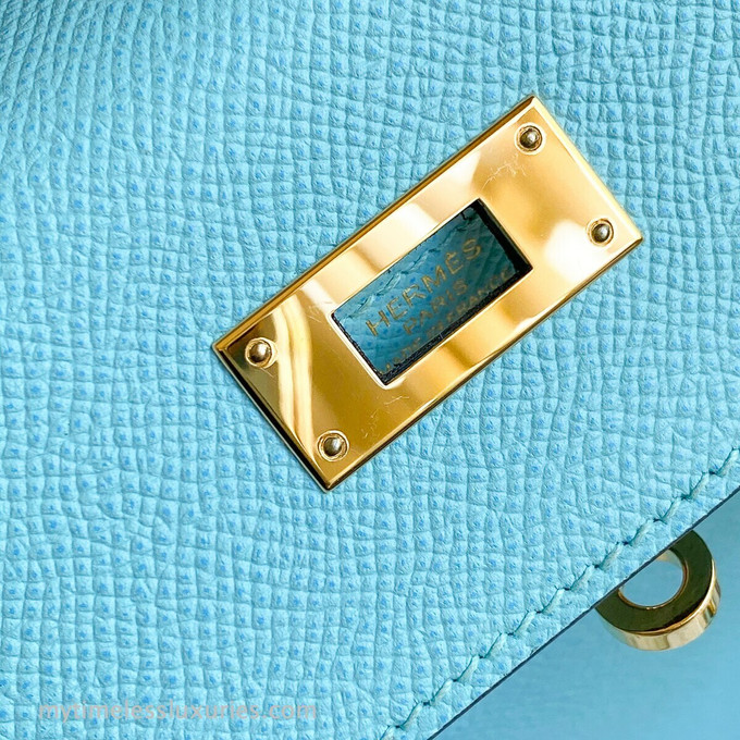 HERMES Kelly 28 Sellier Bleu Atoll Epsom GHW - Timeless Luxuries