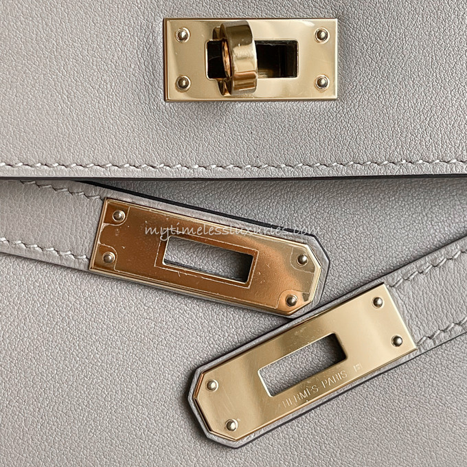 Hermes Mini Kelly Pochette Gris Asphalte Epsom Gold Hardware