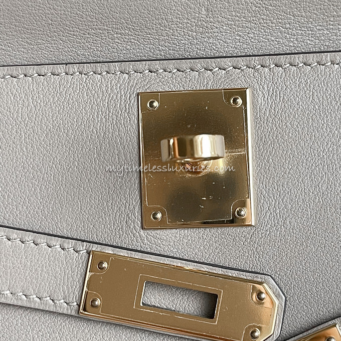 Hermes Mini Kelly Pochette Gris Asphalte Swift Gold Hardware