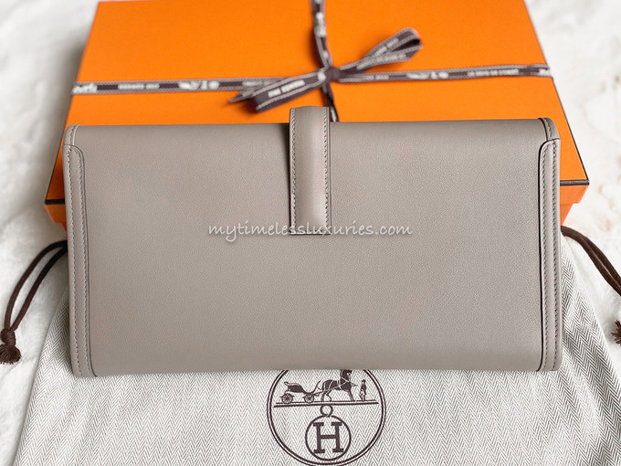 Hermes Jige Elan 29 in Swift Gris Etain Clutch Bag – I MISS YOU VINTAGE
