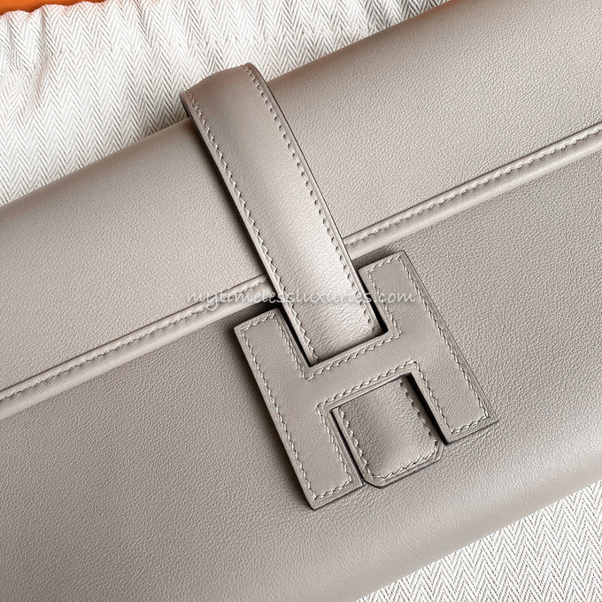 Hermes Jige Elan 29 H Clutch in Gris étain