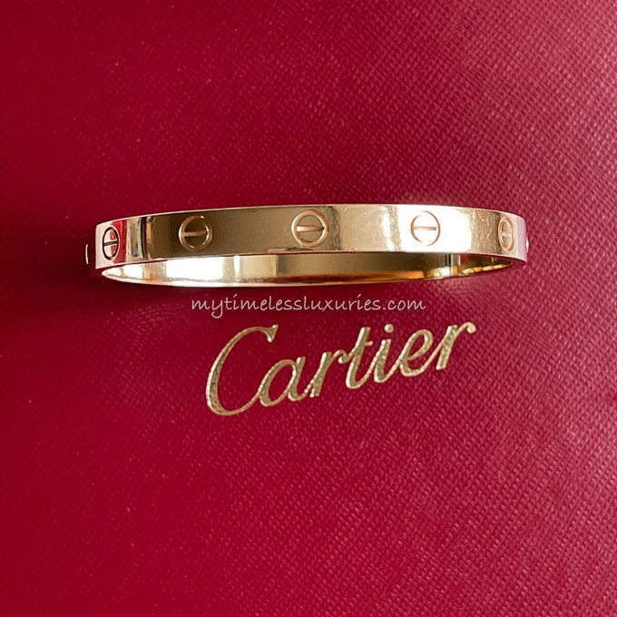 CARTIER LOVE BRACELET 18 KT PINK ROSE GOLD SIZE 17 NIB WITH SCREW DRIV –  Treasure Fine Jewelry