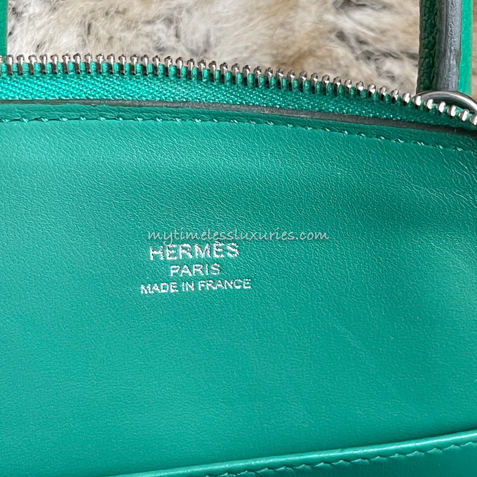 HERMES Mini Bolide Vert Vertigo Chèvre PHW - Timeless Luxuries