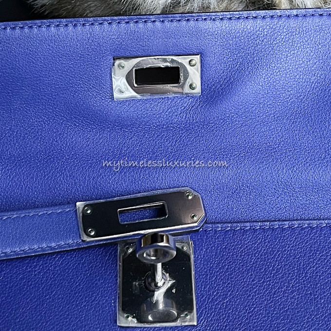 HERMES Kelly Cut Pochette Bleu Saint Cyr Swift PHW - Timeless Luxuries