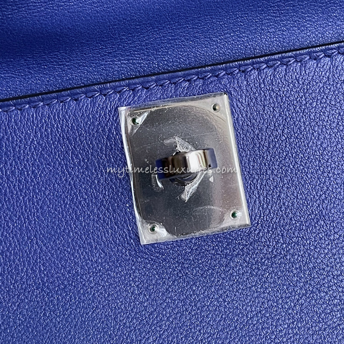 HERMES Kelly Cut Pochette Bleu Electrique Swift PHW - Timeless Luxuries