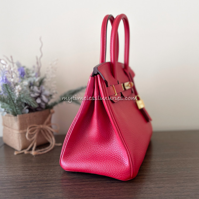 HERMES Birkin 30 Rouge Casaque Clemence GHW - Timeless Luxuries