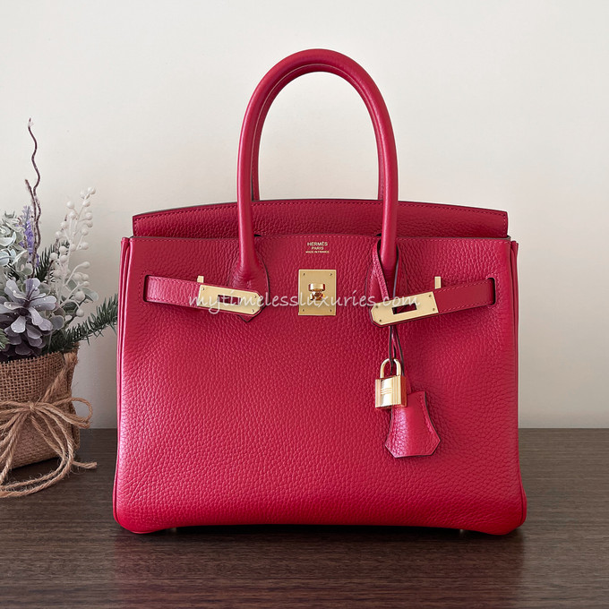 Hermes Birkin 30 Rouge Casaque Clemence Gold Hardware #C - Vendome Monte  Carlo