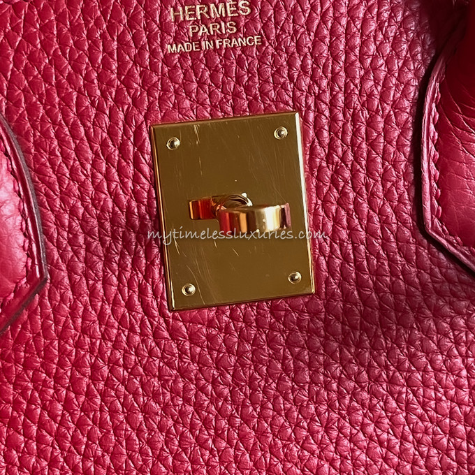 HERMES Birkin 30 Rouge Casaque Clemence GHW - Timeless Luxuries