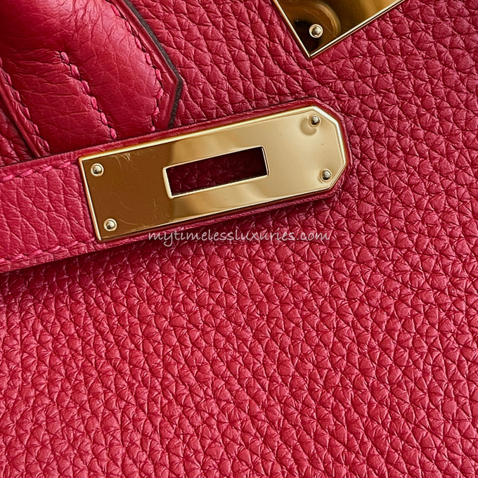 Hermes Birkin 30 Rouge Casaque Clemence Gold Hardware #C
