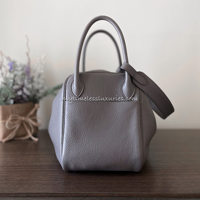 Hermès Lindy 34cm in Etain Clemence Leather