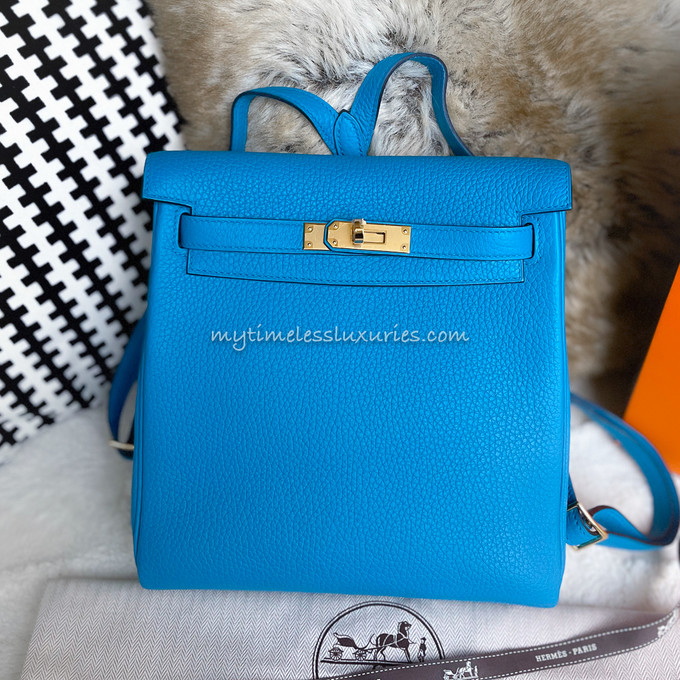 HERMES 2020 Kelly Ado II Backpack Bleu Frida GHW *New - Timeless Luxuries