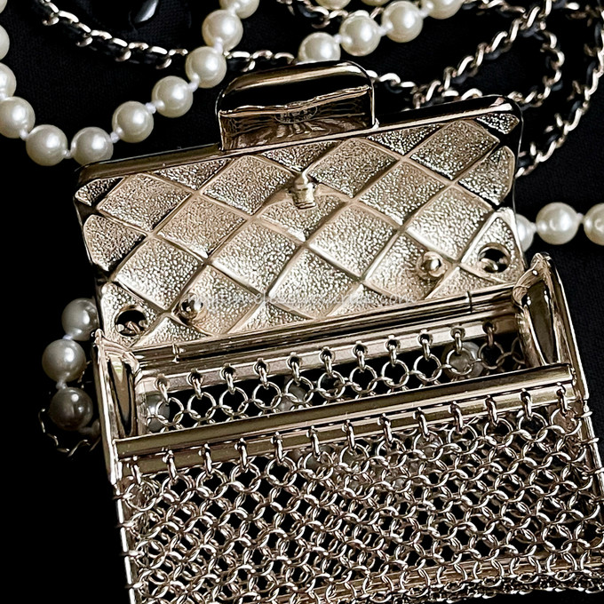 CHANEL 21S Runway Micro Bag & Pearls Long Necklace *New - Timeless
