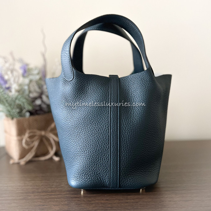 Hermes Graphite Clemence Leather Picotin Lock GM Bag - Yoogi's Closet