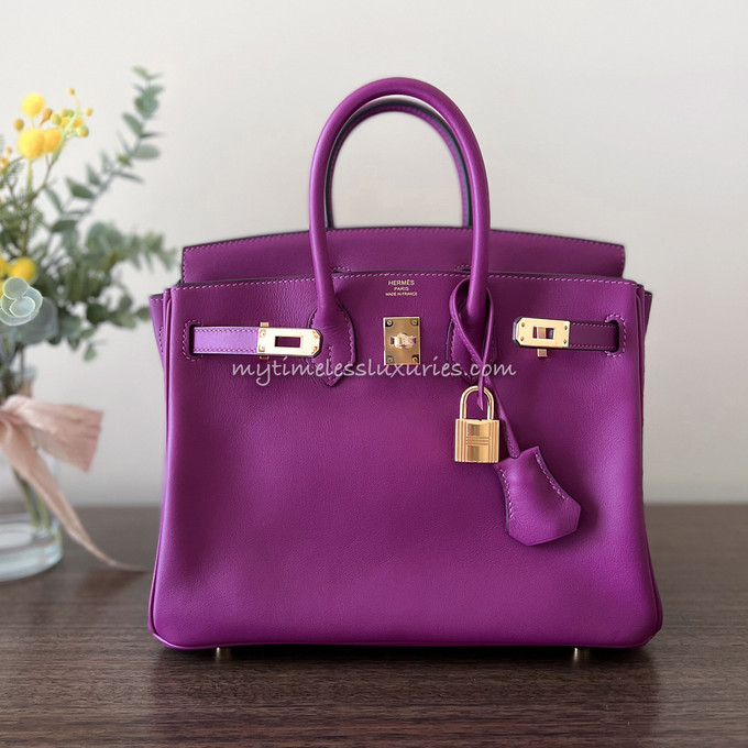 Hermes Kelly Handbag Anemone Swift with Gold Hardware 25