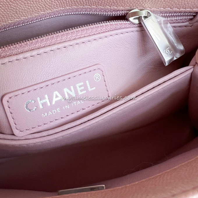 CHANEL 21K Iridescent Pink Small (Mini) Coco Handle *New