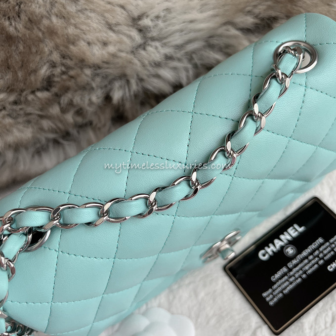 CHANEL 19C Tiffany Blue Mini Rectangular Flap Bag *New - Timeless